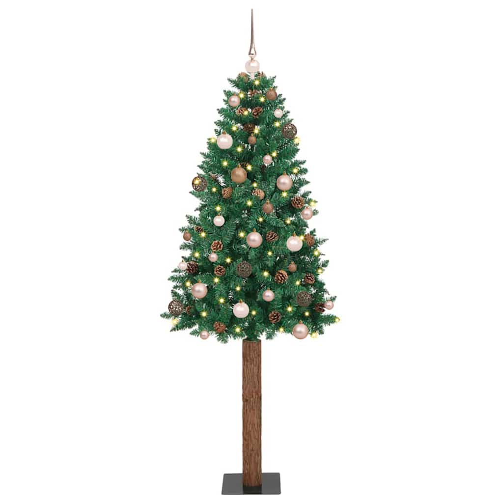 Slim Christmas Tree Green 180 cm PVC and Solid Pine wood